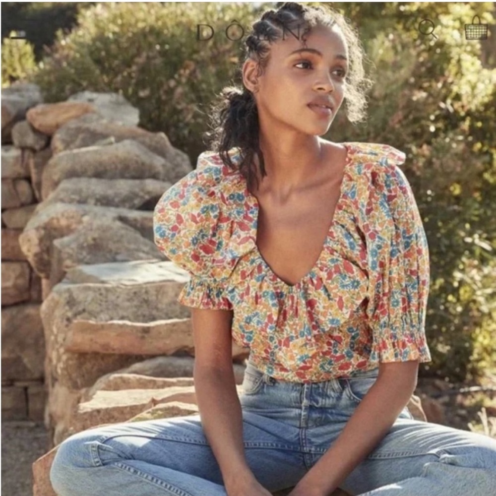 DOEN Constance Top in Poppy & Daisy Floral Liberty Print - XXS - NWT